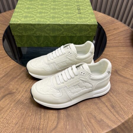 Gucci Cowhide Leather And Classic Embossed Low Cut Sneakers