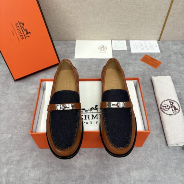 Hermes New Men's Destin Denim Casual Loafers - Image 2