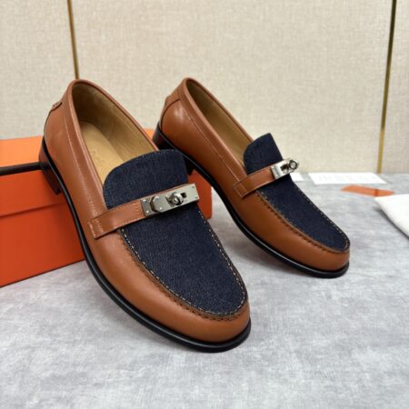 Hermes New Men's Destin Denim Casual Loafers
