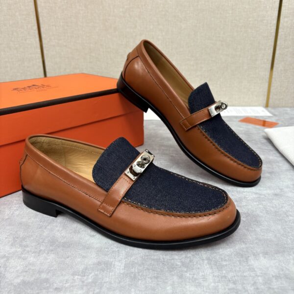 Hermes New Men's Destin Denim Casual Loafers - Image 3
