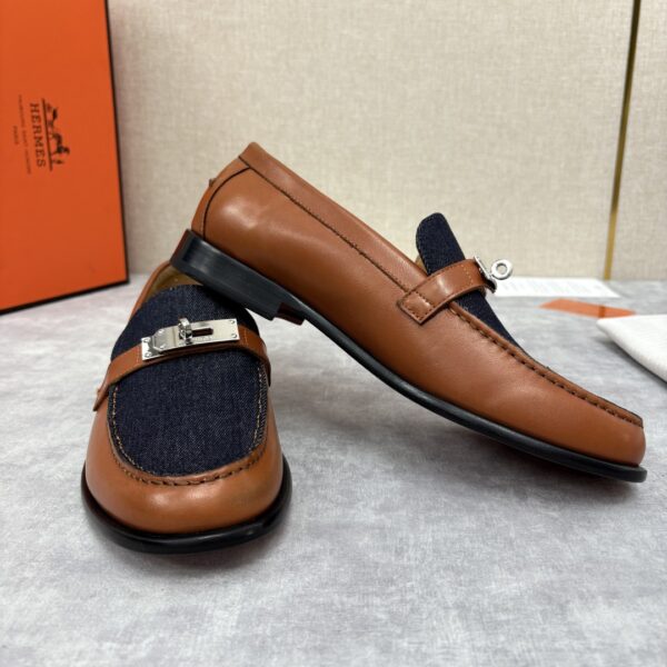 Hermes New Men's Destin Denim Casual Loafers - Image 5