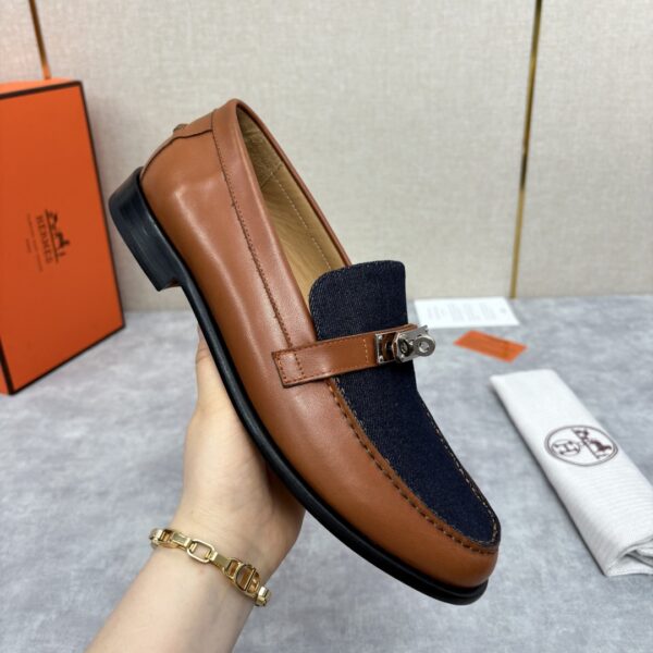 Hermes New Men's Destin Denim Casual Loafers - Image 7