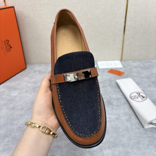 Hermes New Men's Destin Denim Casual Loafers - Image 8