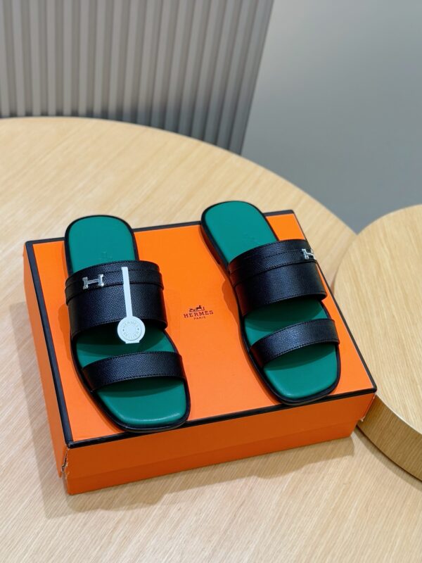Hermes Men's Genuine Leather Outsole Slippers - Image 2