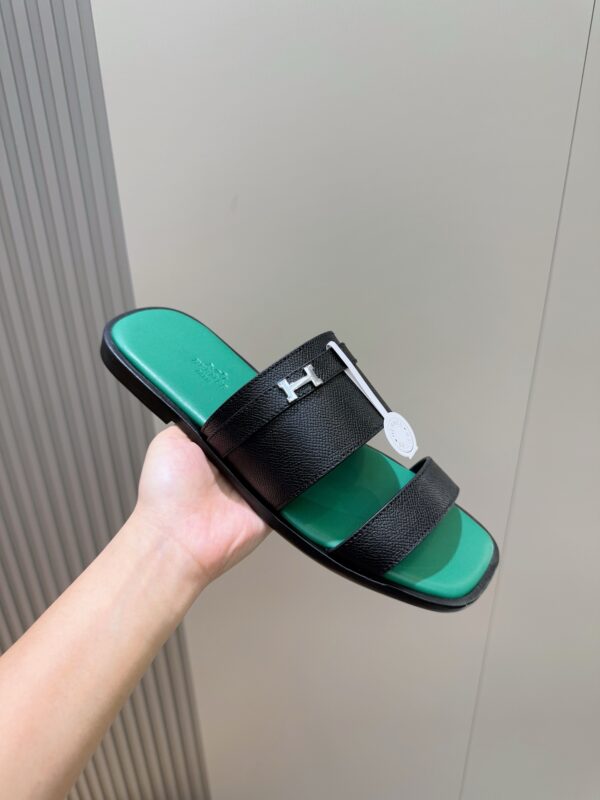 Hermes Men's Genuine Leather Outsole Slippers - Image 7