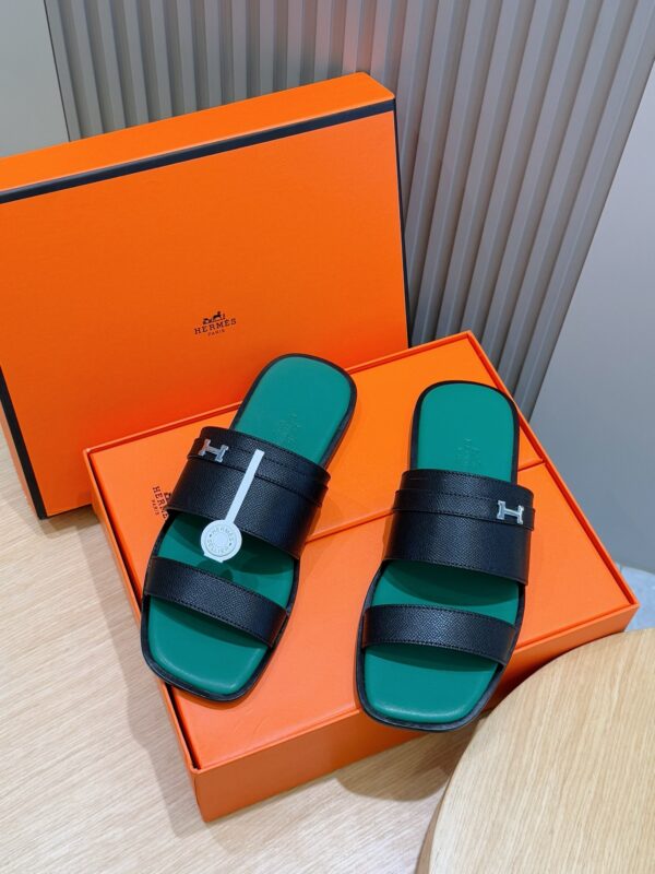 Hermes Men's Genuine Leather Outsole Slippers - Image 5