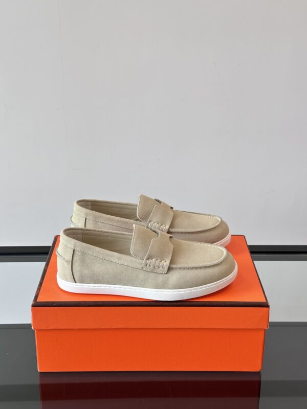 Hermes Men's Job Suede Goat Leather Loafers - Image 2