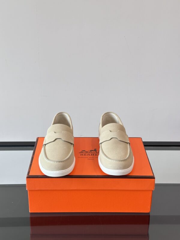 Hermes Men's Job Suede Goat Leather Loafers - Image 3