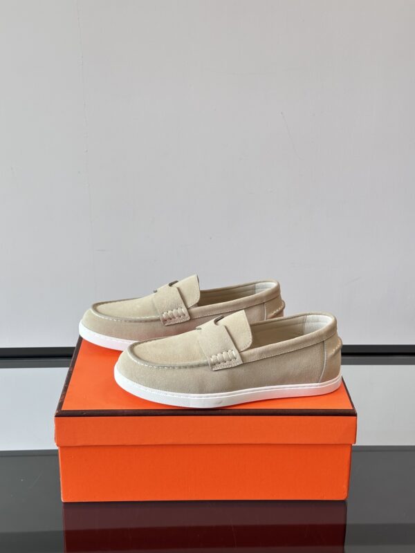 Hermes Men's Job Suede Goat Leather Loafers - Image 4