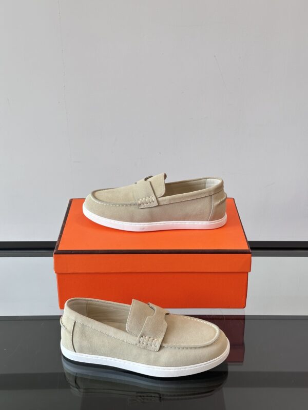 Hermes Men's Job Suede Goat Leather Loafers - Image 5