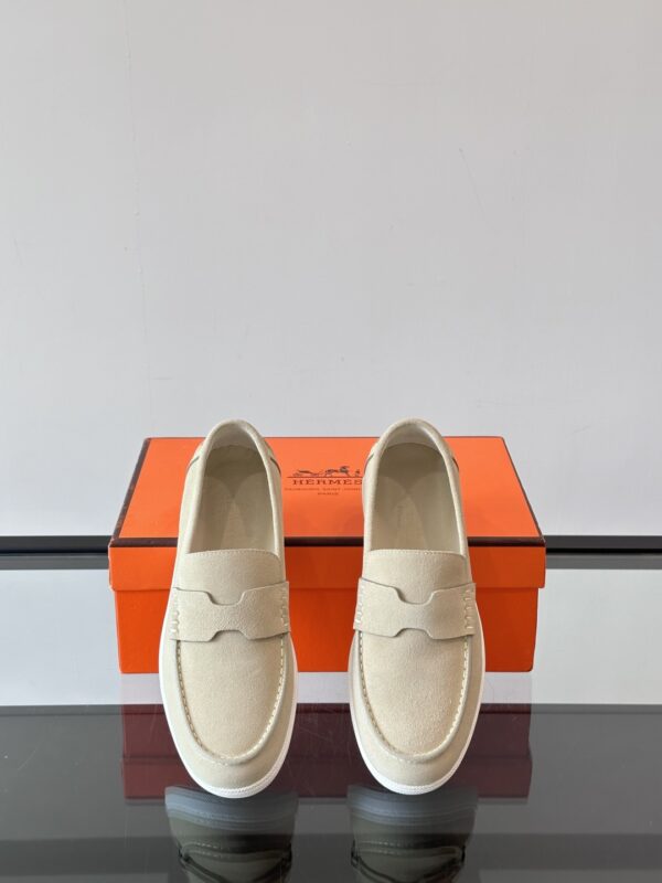 Hermes Men's Job Suede Goat Leather Loafers - Image 6