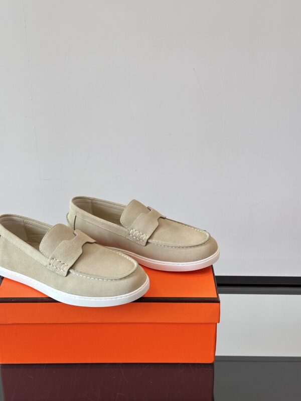 Hermes Men's Job Suede Goat Leather Loafers - Image 7