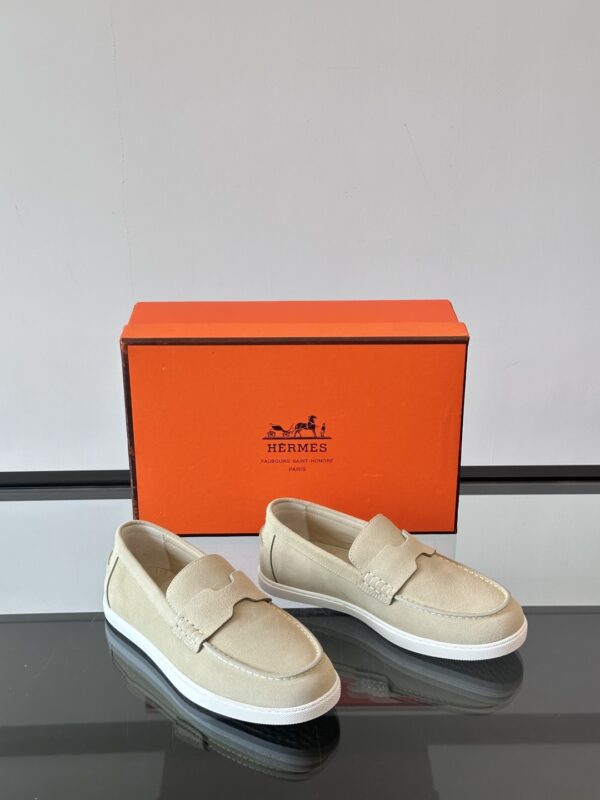 Hermes Men's Job Suede Goat Leather Loafers
