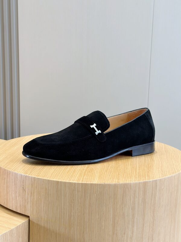 Hermes New Men's H Letter Cowhide Leather Loafers - Image 3