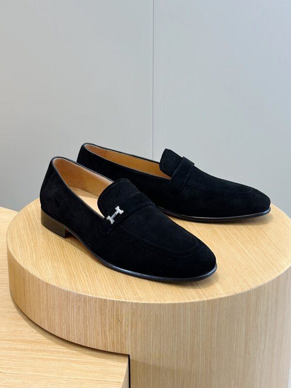 Hermes New Men's H Letter Cowhide Leather Loafers