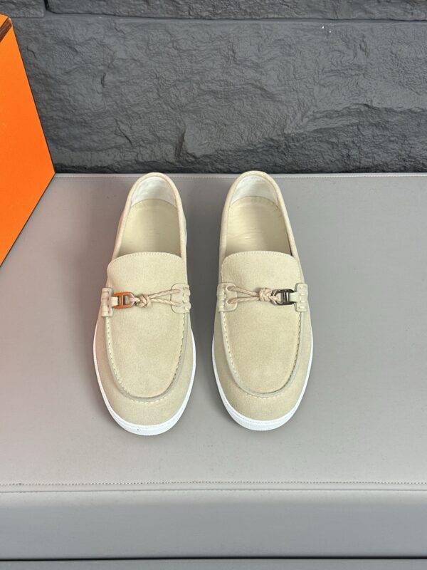 Hermes Men's Suede Cowhide Leather Casual Loafers - Image 2