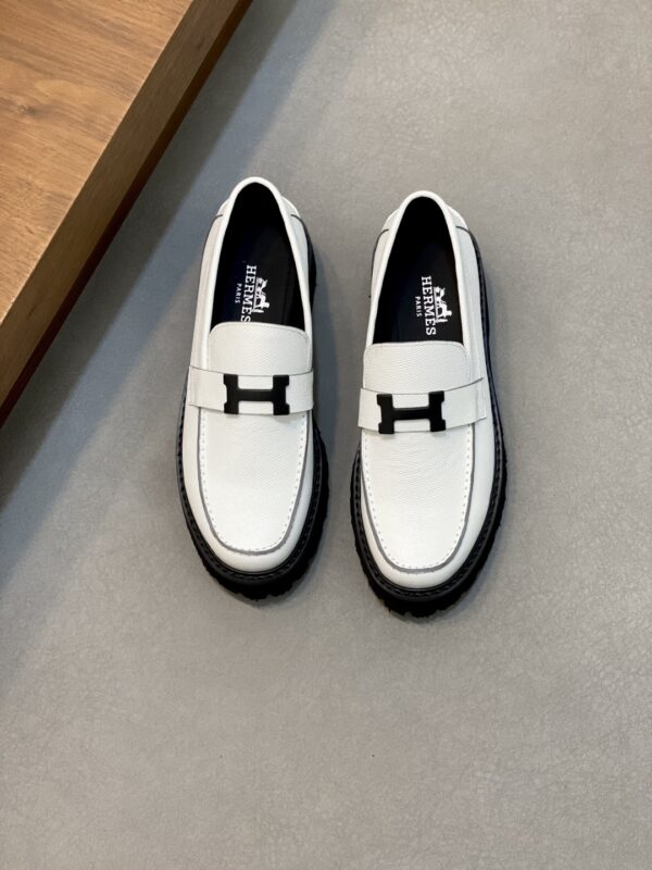 Hermes Men's Matte Suede Calf Leather With One Foot Loafers - Image 2
