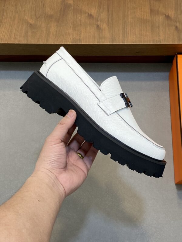 Hermes Men's Matte Suede Calf Leather With One Foot Loafers - Image 4