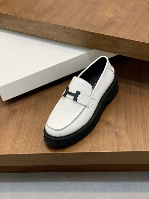 Hermes Men's Matte Suede Calf Leather With One Foot Loafers - Image 6