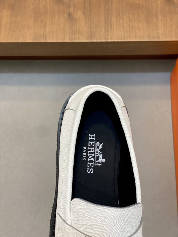 Hermes Men's Matte Suede Calf Leather With One Foot Loafers - Image 7