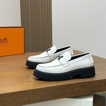 Hermes Men's Matte Suede Calf Leather With One Foot Loafers