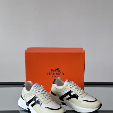 Hermes Hugo Cowhide Leather Thick Soled Casual Sports Shoes