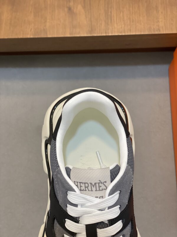 Hermes Haru Cowhide Patchwork Canvas Thick Soled Derby Shoes - Image 7