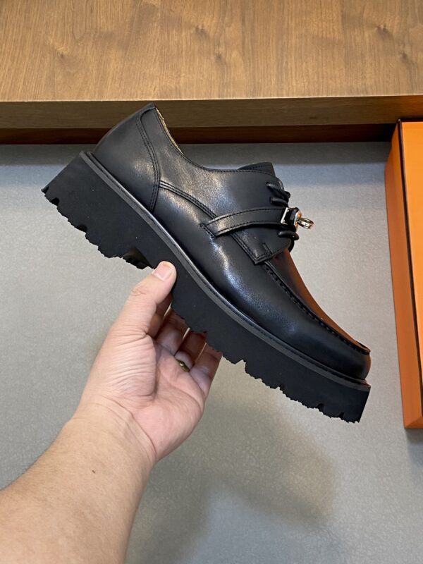 Hermes Men's Suede Calf Leather With One Foot Loafers - Image 4