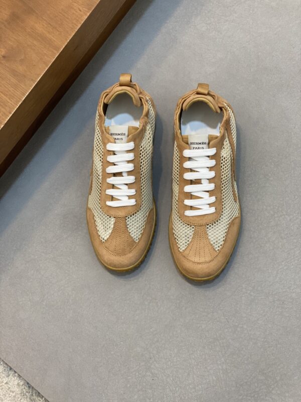 Hermes Suede Calf Leather Breathable Men's Sports Shoes - Image 2