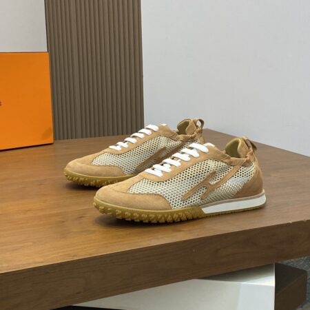 Hermes Suede Calf Leather Breathable Men's Sports Shoes