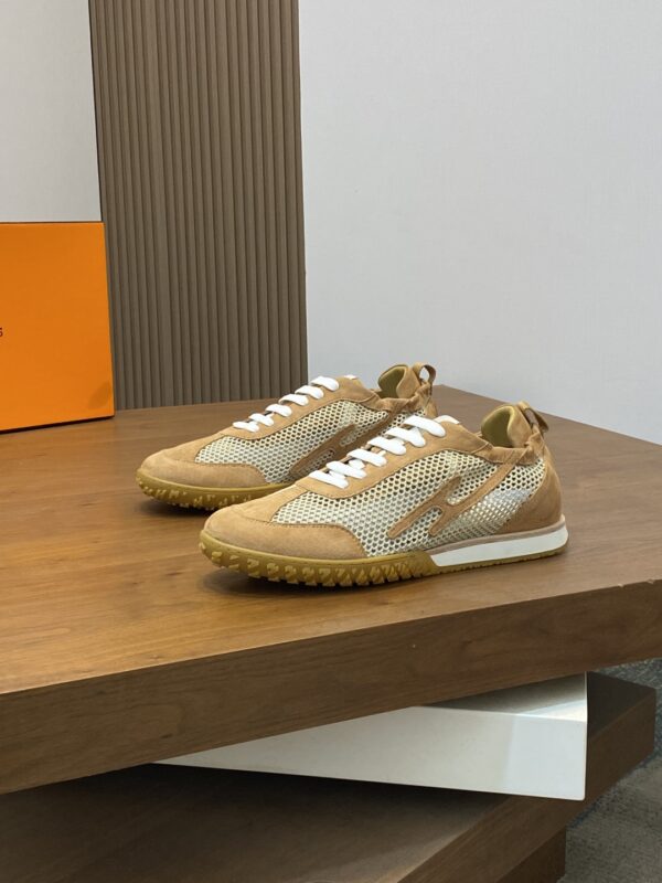 Hermes Suede Calf Leather Breathable Men's Sports Shoes
