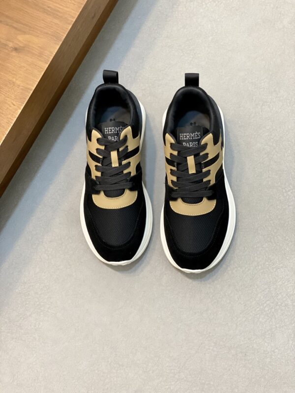 Hermes Haru Calf Leather Color Blocked Thick Soled Derby Shoes - Image 2