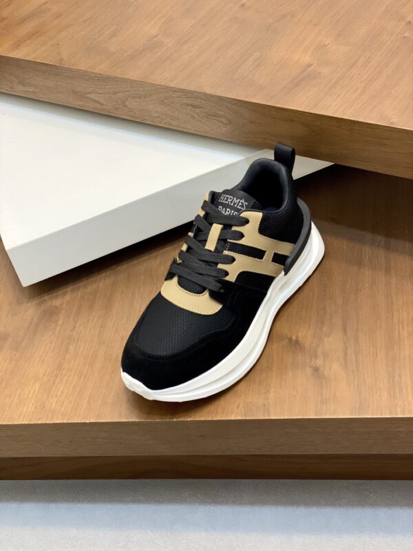 Hermes Haru Calf Leather Color Blocked Thick Soled Derby Shoes - Image 6