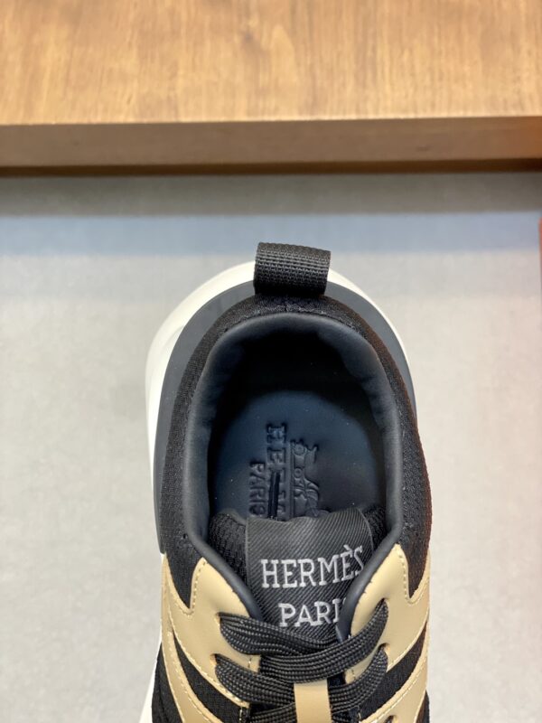 Hermes Haru Calf Leather Color Blocked Thick Soled Derby Shoes - Image 7