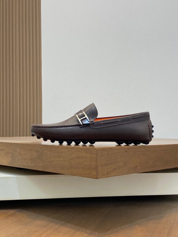 Hermes High Quality Cowhide Leather Men's Bean Shoes - Image 3