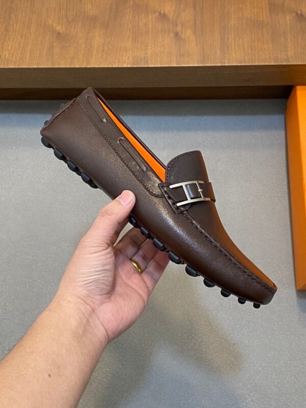 Hermes High Quality Cowhide Leather Men's Bean Shoes - Image 4