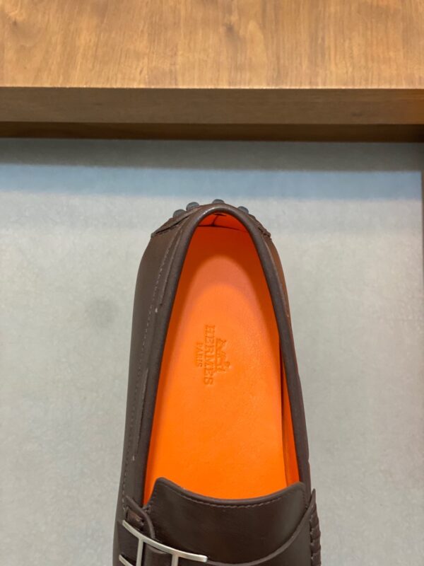 Hermes High Quality Cowhide Leather Men's Bean Shoes - Image 7