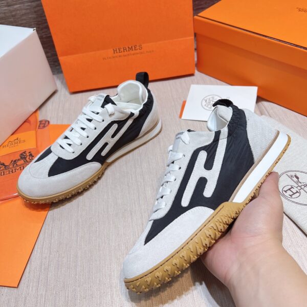 Hermes Giga Cowhide Leather Couple Sports Shoes - Image 4