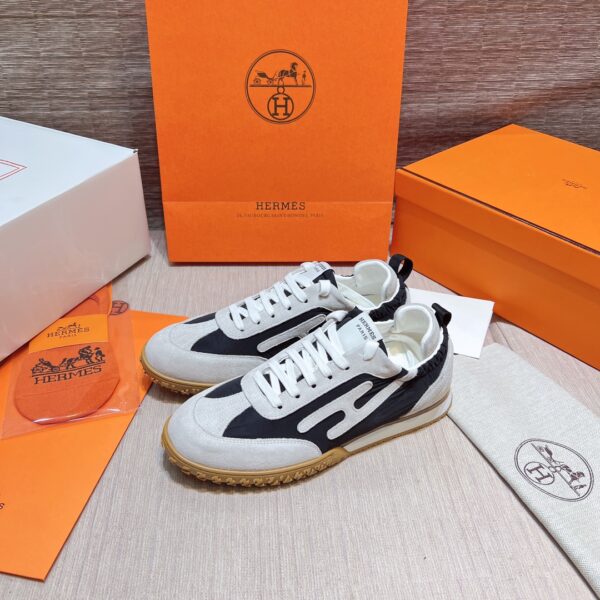 Hermes Giga Cowhide Leather Couple Sports Shoes - Image 3