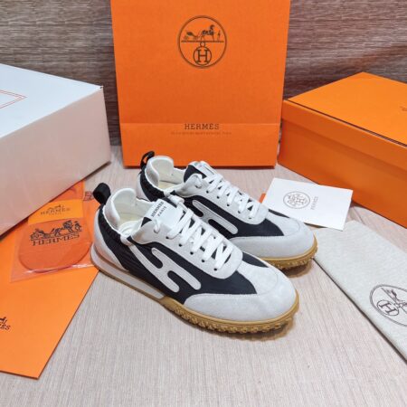 Hermes Giga Cowhide Leather Couple Sports Shoes