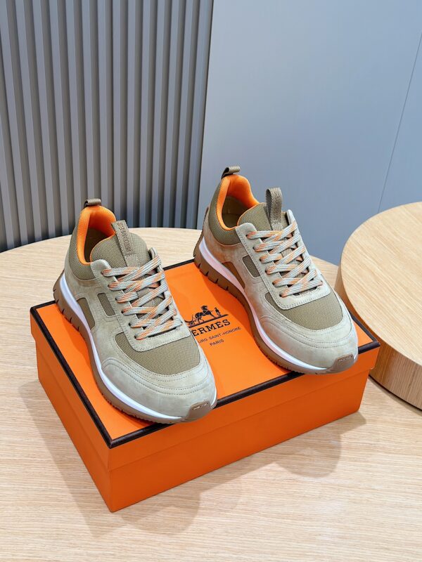 Hermes Jimmy Canvas And Suede Goat Leather Men's Sports Shoes - Image 2