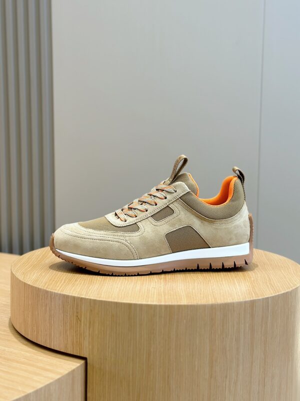 Hermes Jimmy Canvas And Suede Goat Leather Men's Sports Shoes - Image 3