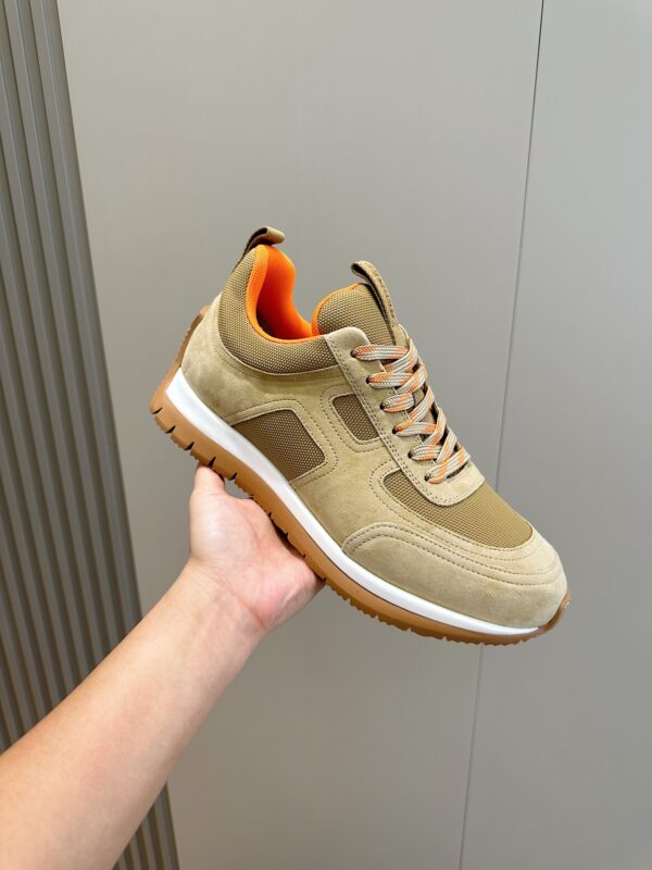 Hermes Jimmy Canvas And Suede Goat Leather Men's Sports Shoes - Image 7
