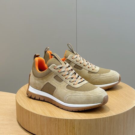 Hermes Jimmy Canvas And Suede Goat Leather Men's Sports Shoes