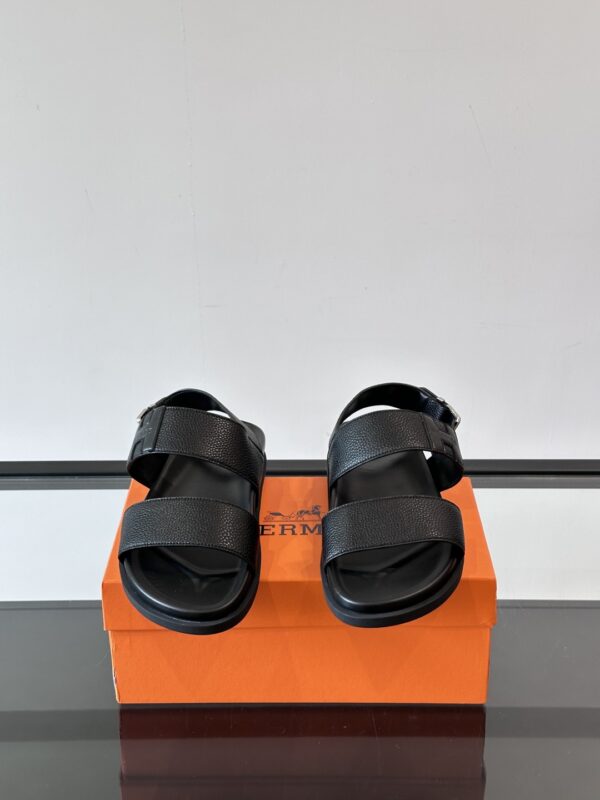 Hermes Cowhide Leather Molded Large Soled Men's Slippers Sandals - Image 3