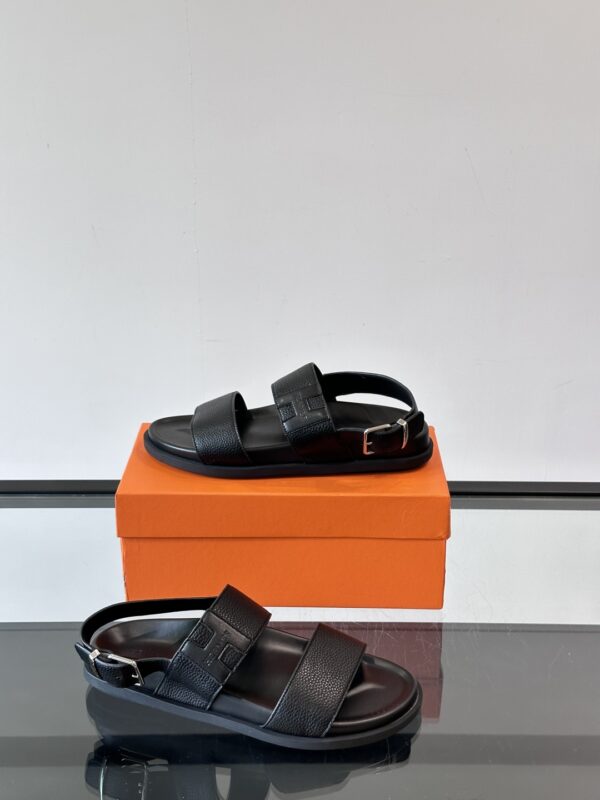 Hermes Cowhide Leather Molded Large Soled Men's Slippers Sandals - Image 5