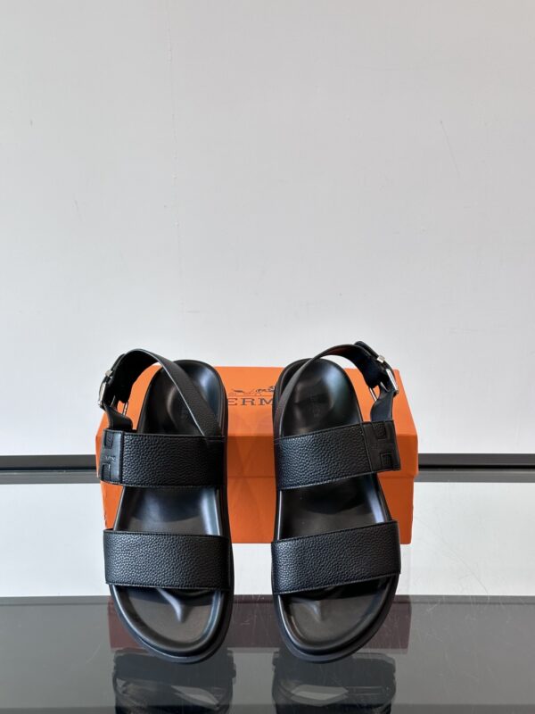 Hermes Cowhide Leather Molded Large Soled Men's Slippers Sandals - Image 6