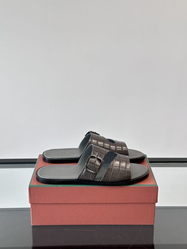 Loro Piana Men's Cowhide Leather Buckle Sandals - Image 3