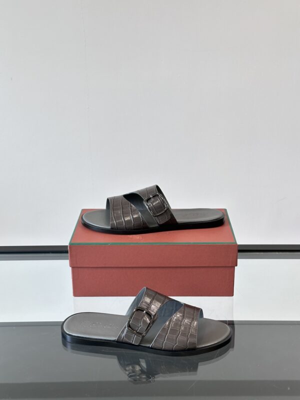 Loro Piana Men's Cowhide Leather Buckle Sandals - Image 5