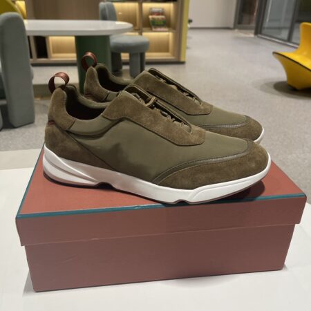 Loro Piana Plain Cowhide Leather Men's Casual Sports Shoes